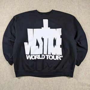 Justin Bieber Justice World Tour Sweatshirt Sz XXL Big Spellout Logo Black White